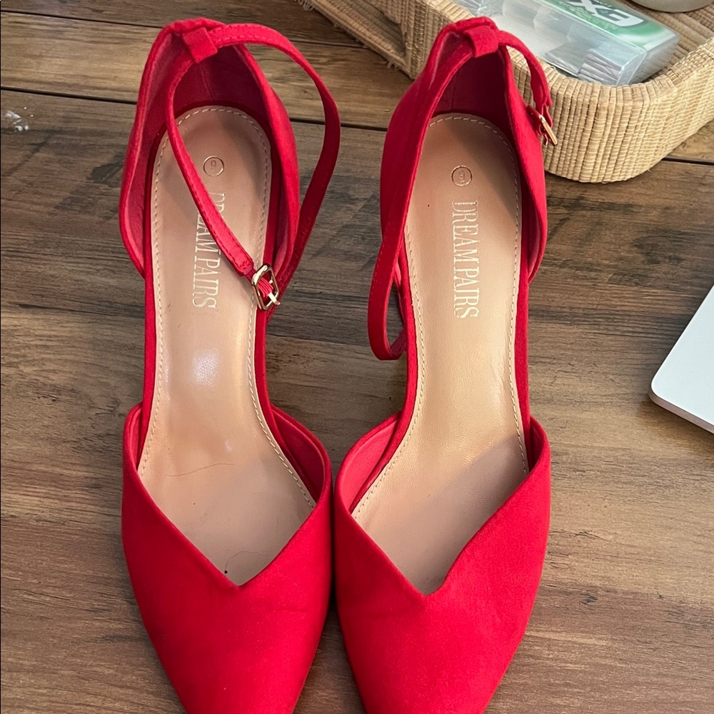 Dream Pairs Red Ankle Strap Heels